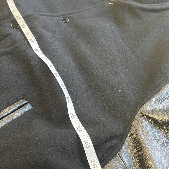 Stewart & Strauss (The Jacket Shop) Men's Black Wool & Leather Varsity Jacket XL - Picture 9 of 13